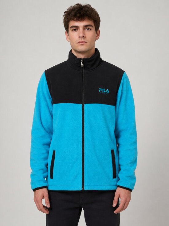 Fila Other - Fila Sport Mens S Blue Black Colorblock Full Zip Fleece Jacket Gorpcore Y2K